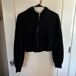 Brandy Melville Black Cropped Zip Up